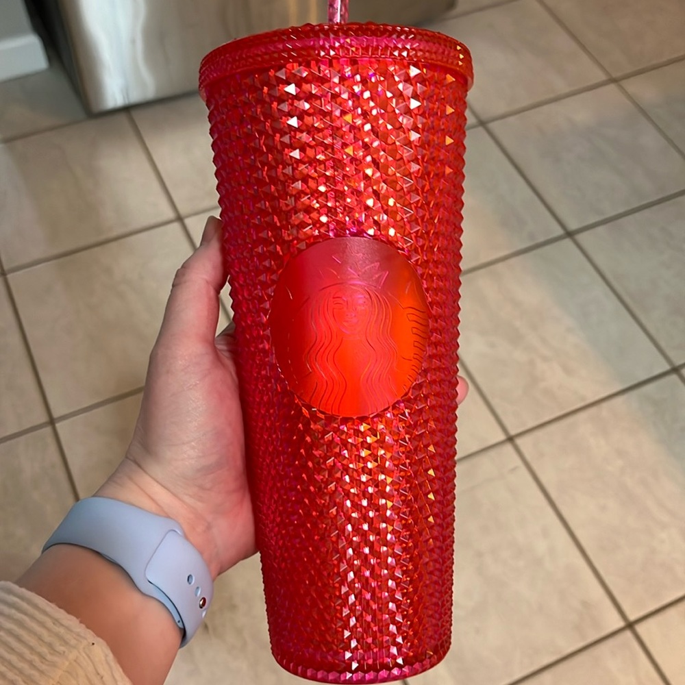BRAND NEW NEVER USE STUDDED PINK STARBUCKS TUMBLER